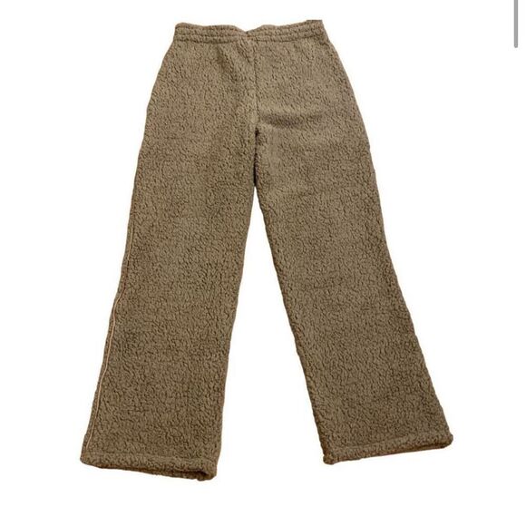 SKIMS Teddy Track Pants Sherpa Lounge in Desert Size Medium Light Brown Tan NEW - Picture 2 of 6